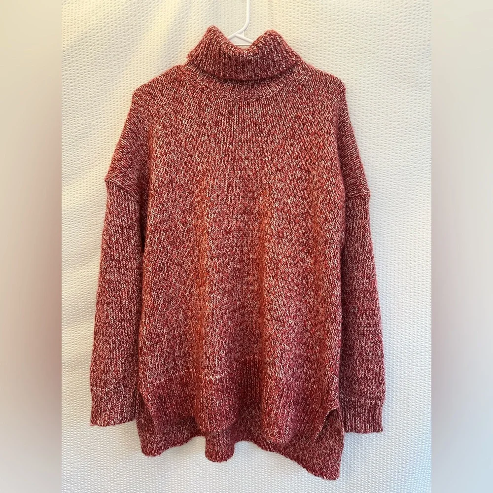 J.Crew Women’s Marled Wool Mohair Blend Turtleneck Sweater Red Size Large NWOT